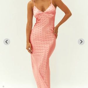 Peach Polka Dot Midi Dress